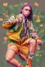 Placeholder: Billie Eilish, legs, photorealistic illustration, 4k