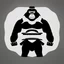 Placeholder: A flat vector icon of a Gorilla Samurai, black and white on a white background, highly detailed with bold black lines