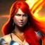 Placeholder: portrait of Red Sonja , attractive, fiery hair, orange color theme, rage background, clear focus, high resolution