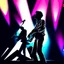 Placeholder: The silhouette of a musical performer in the spotlight. - very noticeable shadows - very realistic details - style: "synthwave"