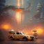 Placeholder: Futuristic sci-fi steampunk art deco fire trucks, highly detailed light golden hour trending on Artstation highly detailed 8k photorealistic ultra detailed hdr by greg rutkowski and thomas kinkade