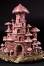 Placeholder: A pink castle with mushrooms designed in Kuna molas painted by Giovanni Battista Sassi