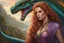 Placeholder: one woman holding a dragon, young Robyn Lively / Elsa Hosk / Shanina Shaik face morph, a beautiful young woman with pale, softly freckled skin, multi-hued long red curly hair and green turquoise-speckled eyes, holding an anatomically perfect pink and purple iridescent dragon; fantasy art by Kerem Beyit, XNO art, Julia Pishtar, MisterFeelgood, BoneHed-Art, Chet Zar art; Renaissance, luminous colorful sparkles, airbrush, depth of field, 16k, mixed media, ethereal, Unreal Engine 5; by James R. Eads