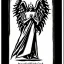 Placeholder: Angel code prophecy name words black and white Satan card