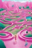 Placeholder: Barbie-themed maze for kids, featuring vibrant pink colors, Barbie's iconic elements, and an engaging, fun-filled path