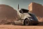 Placeholder: A Tesla 'Semi' (semi truck) is parked, in Mos Eisley on the planet Tatooine. (CINEMATIC, WIDE ANGLE LENS, PHOTO REAL)