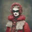 Placeholder: Countess da Castiglione,with a mask,, red, autochrome, plastic puffy jacket
