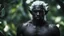 Placeholder: Photoreal angry menacing dark masculine muscled drow elf with black skin and white hair behind foliage made from neon lights in extreme darkness by lee jeffries, otherworldy creature in the style of fantasy movies, photorealistic, shot on Hasselblad h6d-400c, zeiss prime lens, bokeh like f/0.8, tilt-shift lens 8k, high detail, smooth render, unreal engine 5, cinema 4d, HDR, dust effect, vivid colors