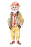 Placeholder: An old man wearing children's clothes