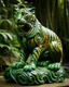 Placeholder: A green nature elemental tiger designed in Maori sculptures painted by Edvard Munch