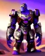 Placeholder: A brave robo thanos warrior with leather and metal combat clothes robotic metal with Chafee robo fighter