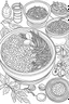 Placeholder: Coloring book page of Lebanon's native food