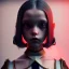 Placeholder: Full body, 3d render,Jenna Ortega, Wednesday addams 1800's women style, 1800's hair style, 1800's women clothes style, hyper realistic, octane render, unreal engine 5, 8k, palace background, uhd