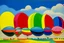 Placeholder: A white sky filled with rainbow airships painted by Alexej von Jawlensky