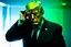 Placeholder: 4k full realism. Dark and Green lights. Un terminator tient l oreille ensanglantée de donald trump en main.