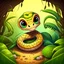 Placeholder: cartoon cute snake in jungle realistic cartoon style