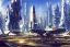 Placeholder: Spaceship starting from a Spaceport on a heavy industrialized planet, art by John Berkey, buildings with glass facades, insanely detailed, vibrant, 8k uhd, ultra-wide angle, street level view, brush strokes