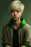 Placeholder: teen boy, blonde hair, green eyes, realist, asian, short hair, korean, full body