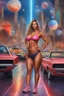 Placeholder: Babbette Farrantits Arebig- full body portrait, head to toe, Photorealistic, hyperrealism, Dazzling, Complex, dramatic, ((Massive Cleavage)), perfect, Athletic, toned body with tanned skin, perfectly formed body, cosmic clouds, neon cityscape, muscle cars, planets, moons, stars, cosmic vortex, bright red, every color in the rainbow, 4k, 8k, 16k, 32k. 100k UHD, extremely detailed skin texture, hyper-realistic, photorealistic, Realism Engine, EpicPhotoGasm, Realistic Vision V51