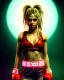 Placeholder: portrait, Shakira, blonde artist, angry, Realistic image, boxing robe, hoodie, mouthguard, nose band aid, loose long hair, eyes make up, perfect, glow, circle iris. Rain, fog, Neon colors, leds, geometric shapes. Dark background, photo studio, neon lights. concept art, smooth, unreal engine 5, god lights, ray tracing, RTX, lumen lighting, ultra detail, volumetric lighting, 3d, finely drawn, high definition, 4k.