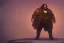 Placeholder: Other worldly boisterous long haired bearded tall middle-aged man wearing many gold rings and rugged long fur trimmed merchant's coat, dark background, dynamic lighting, full body character design