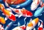 Placeholder: colorful koi carp collage illustration pattern, tiny, small, miniature, short, cute and adorable, digital painting, highly detailed, intricate, elegant, artstation, concept art, colorful, beautiful, studio ghibli, aoshima chiho, takashi murakami, manga, cute and adorable