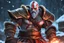 Placeholder: kratos in 8k Afukuro cartoon drawing style, ghost of Sparta them, winter, close picture, neon effect, highly detailed, high details, detailed portrait, masterpiece,ultra detailed, ultra quality
