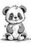 Placeholder: simple outlines art, bold outlines, clean and clear outlines, no tones color, no color, no detailed art, art full view, full body, wide angle, white background, a smiling cute baby panda