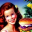 Placeholder: Young Robyn Lively with a beautiful and highly detailed face holding a lisa frank mcdonalds hamburger, modern American; by Daniel Gerhartz, phil noto, sienkiewicz, mucha, jim lee, manara; hyper-detailed, hyper-realistic, sharp focus; symmetrical face; textured shading, subtractive lighting, Unreal Engine, sharp focus