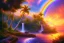 Placeholder: island waterfall palms twigs spring sunset rainbow bridge birds