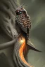 Placeholder: nocturnal fire bird, beautiful, artistic, detailed, photorealistic