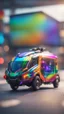 Placeholder: pride rainbow colored predator on a drone bus,bokeh like f/0.8, tilt-shift lens 8k, high detail, smooth render, down-light, unreal engine, prize winning