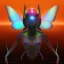 Placeholder: alien flying with butterfly wings and a bird on its head