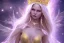 Placeholder: beautiful, very soft, smiling, very straight and long blonde hair, dewy and shiny vibe, diamond crown, long fairy wings in the back, soft and young full head, golden veil clothes, smiling, bachground lights pink and blue