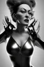 Placeholder: Joan Crawford as evil queen in black leather, busty, cleavage, dominatrix, curvy, angry, stern look. unreal 5, octane render, cinema4d, dynamic lighting, dramatic lighting, 4k, redshift render, highly detailed, hyper realistic,anthropomorphic