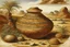 Placeholder: A brown rocky desert designed in African pottery painted by Albrecht Durer