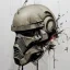 Placeholder: photorealistic death trooper helmet with weathered painting , illustration on coarse canvas by <agnes cecile> and <Yoji Shinkawa>, ornate and intricate details , soft smooth lighting, ultra detailed concept art,