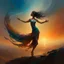 Placeholder: high quality, 8K Ultra HD, Envision a canvas where a beautiful woman, a personification of strength and grace, stands amidst a surreal landscape, She is not bound by earthly conventions, instead, her form seems to emerge organically from the vibrant energy of the surroundings, Her silhouette is an elegant dance of flowing lines, an ethereal embodiment of the creative spirit, The woman's attire is a blend of nature and fantasy—a gown made of intertwining vines and delicate blossoms, As she moves,