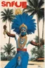 Placeholder: SNFIIN'GLUE mag cover by Ralph Steadman for a special issue on temple with palm trees (1978), guest star: Indian six arms Kerala kathakali male dancer for for Aardschok(nl) and MetalHamme, fancy headdress blue clothing and jewelry