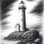 Placeholder: A graphite pencil drawing of the first light house of Norway, Lindesnes Lighthouse