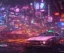 Placeholder: scrap yard , neon lights, cyberpunk art, 8k , extremely detailed, high resolution, dark, burning,