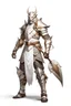 Placeholder: Full Body, Male Dragonborn, monk, Armour as Holy Knight, boxer pose, White outfit colour theme