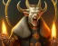 Placeholder: president Putin angry satan with horns fangs and tusk