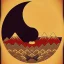 Placeholder: Ukiyo-e styled art, yin and yang sign, mountains and sun