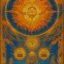 Placeholder: sun AUM depicted drawn with pattern radiating golden bright