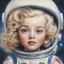 Placeholder: Marilyn monroe,, blond Little girl , astronaut,, l,ong hair, , in the style of Margaret Keane