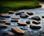 Placeholder: Stones, river, sunset