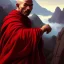 Placeholder: Portrait of a monk, red robe, mountain background, fog, face front, grimdark, Frank Frazetta, Greg Rutkowski, hyperdetailed, dnd, trending on Artstation, Splash screen art, dynamic lighting, hyperdetailed, intricately detailed, a masterpiece, 8k resolution, high contrast,