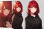 Placeholder: An anime young adult female with medium length red hair, brown eyes, wearing a black hoodie, realistic, slight smile