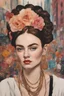 Placeholder: Frida Kahlo style Ginger hair Jennifer Lawrenceof lovely bombshells Hip hop style oil painting Gustav Klimt style, dream, symptom, image in the background in the city artgerm display Andy Warhol style artgerm display in the 20 th century New York City. New York was like an adventure , and the city itself seemed like a big illusion, full of light and shadows.